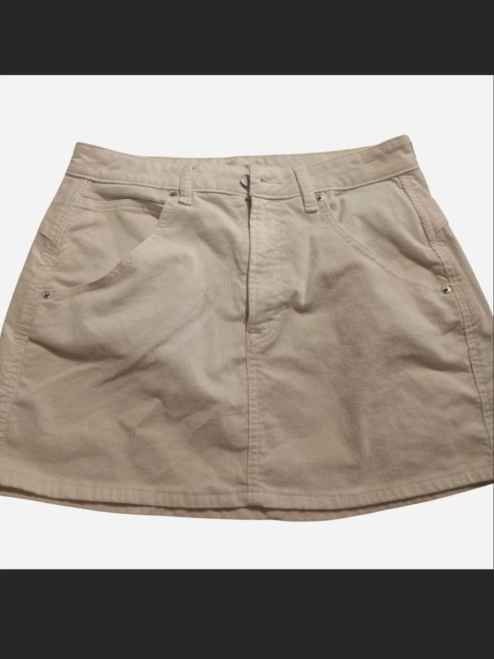 White/cream Corduroy A-Line Women's Skirt